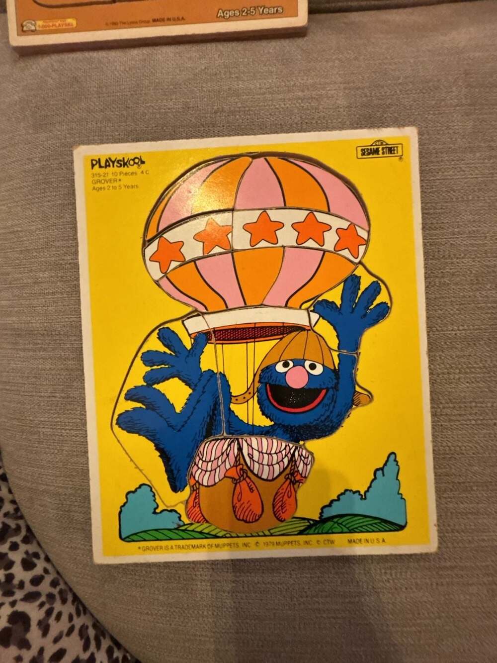 Vintage Playskool Sesame Street Grover Hot Air Balloon Puzzle